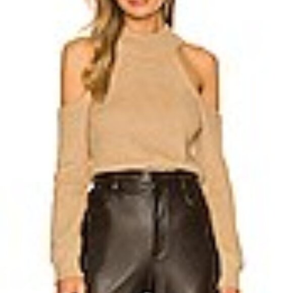1 State Revolve Cold Shoulder Beige Sweater XL - Picture 2 of 7